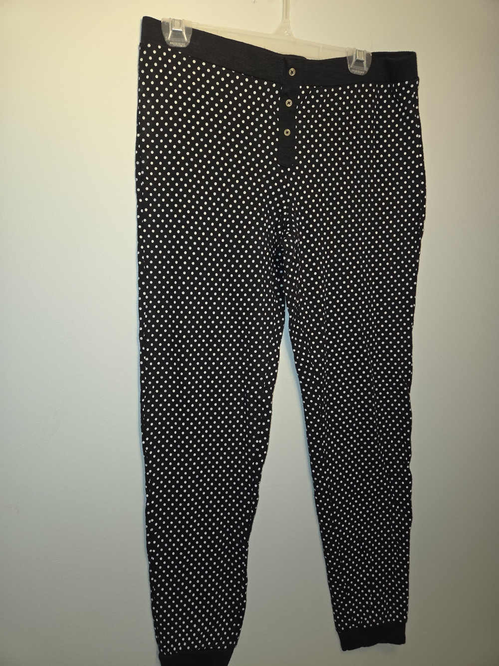 Madewell Black Polka Dot Henley Pajama Jogger Pants Women's Size Large Lounge.
